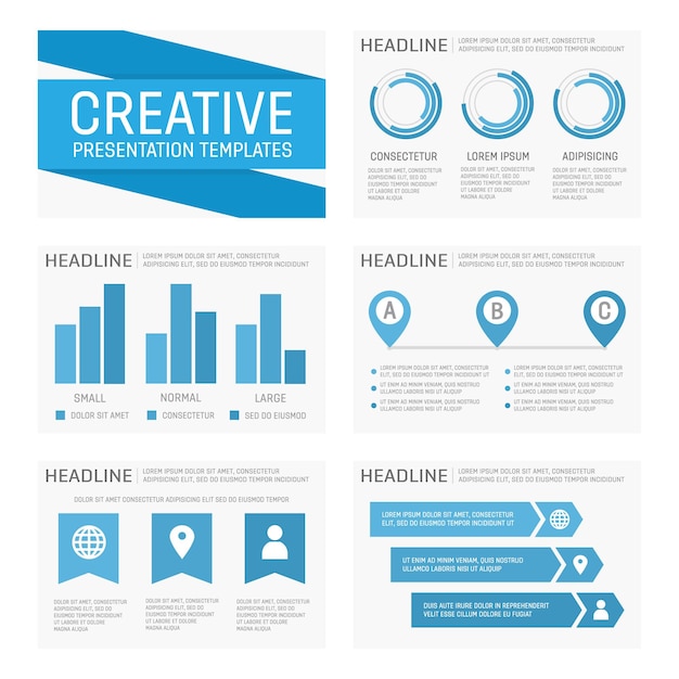Vector template for multipurpose presentation slides with graphs and charts Elements chart