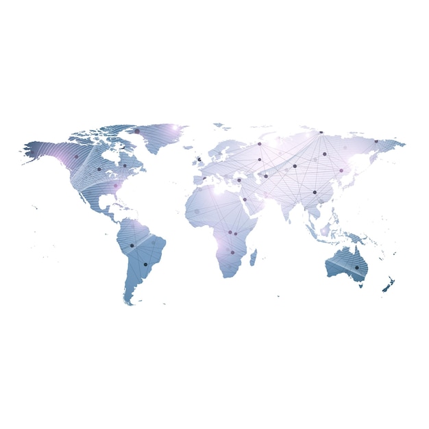 vector template world map technology concept connections