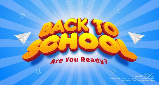 vector text effect back to school with 3d style 02