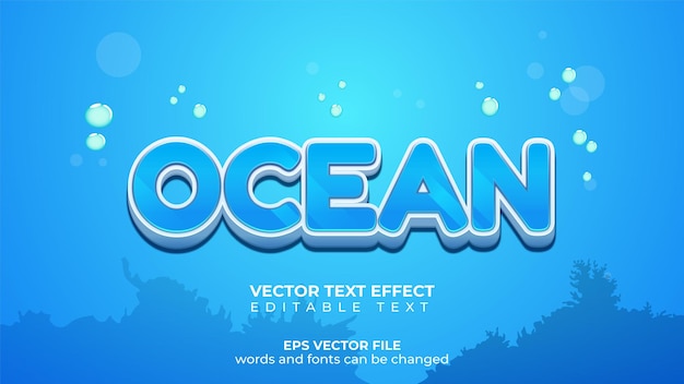 vector text effect shiny underwater ocean and text effect