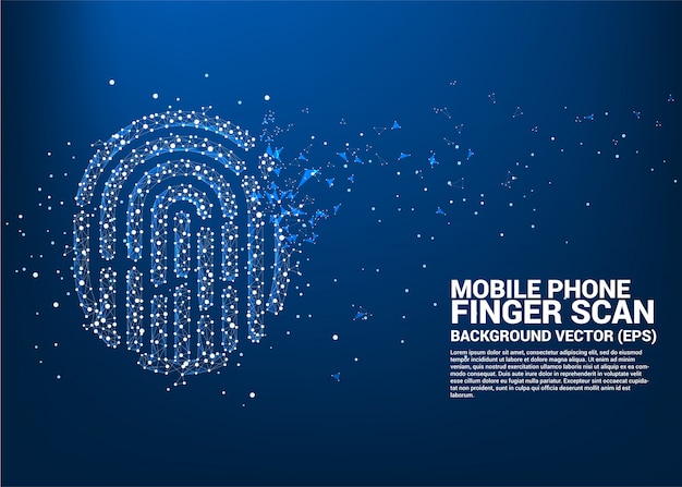 Vector thumbprint icon from dot connect line polygon