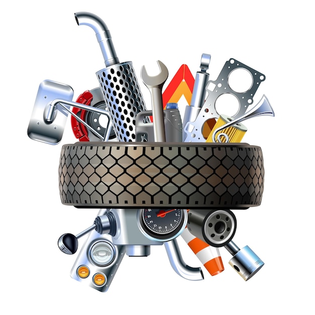 Vector Tire with Truck Spares