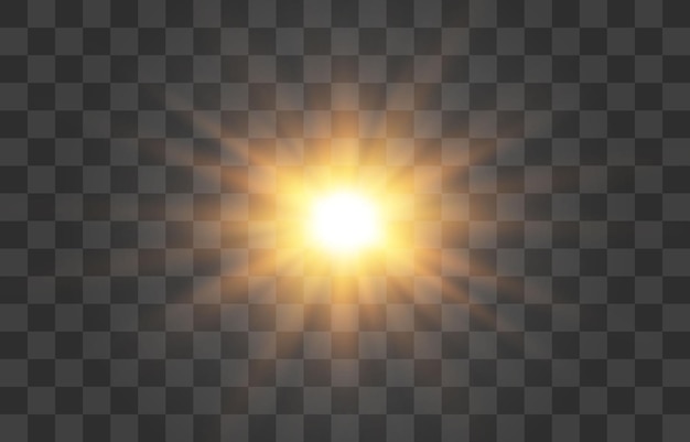 Vector transparent sunlight special flash light effect isolated on png
