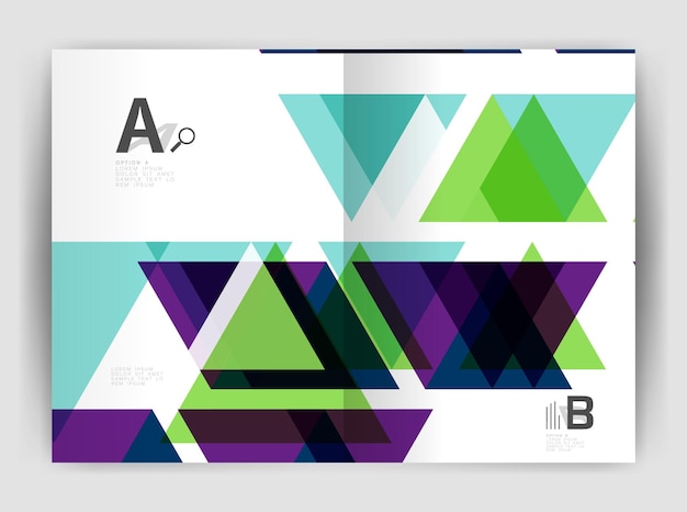 Vector triangle business annual report cover print template Brochure template layout abstract cover design annual report magazine flyer or booklet Geometric background