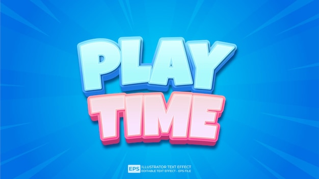 Vector vector 3d text play time editable text effect font