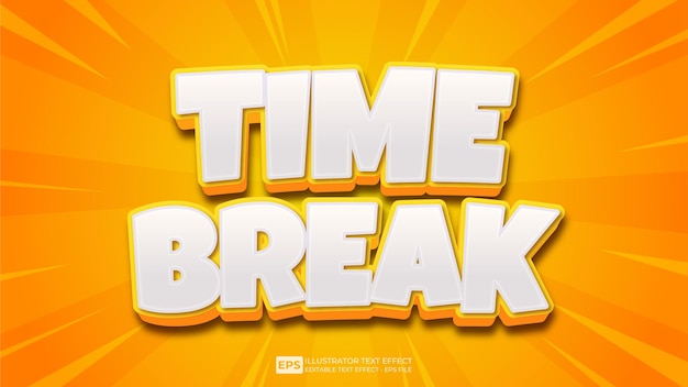 Vector vector 3d text time break editable text effect font