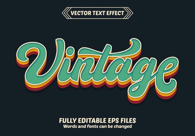 Vector vintage 3d editable text effect design