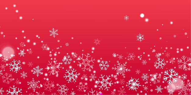 Vector winter holiday snowfall background white flat line flying snowflakes at the bottom banner