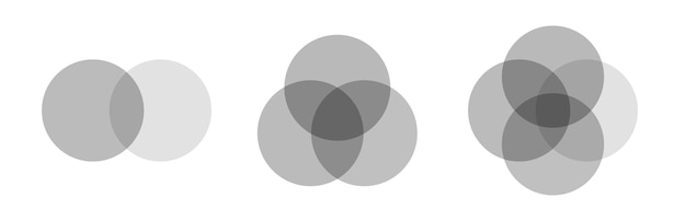 Venn diagram set black style for presentation