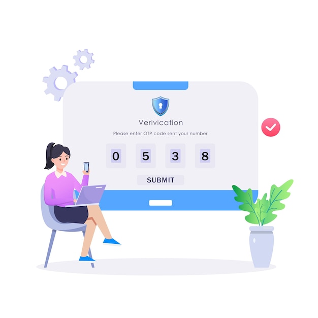 Verification pin code security code message notification two step authentication in control system for personal account