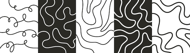 vertical background with with swirl wavy line in flat style black and white colors funny scribble fliers