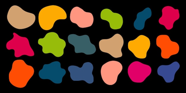 Vibrant abstract fluid organic shapes hand drawn vector design elements