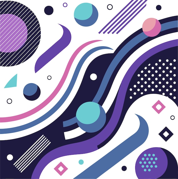 Vibrant Abstract Geometric Shapes Seamless Vector Pattern with Curved and Angular Elements