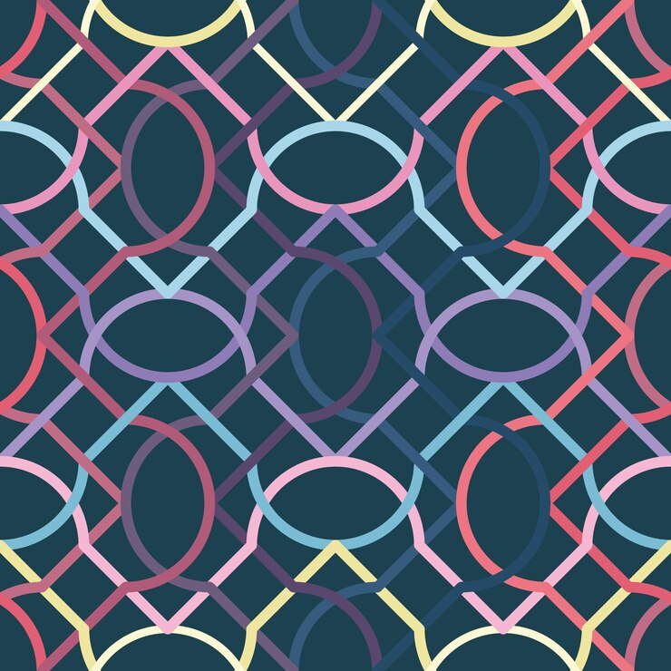 Vector vibrant geometric interwoven pattern