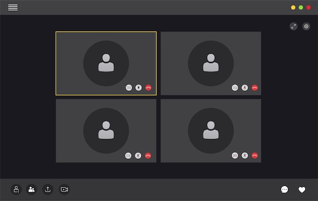 Video conferencing interface user video call window Social remote communication concept