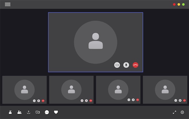 Video conferencing interface user video call window Social remote communication concept
