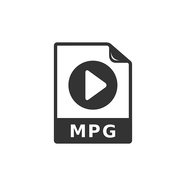 Video file format icon in black and white
