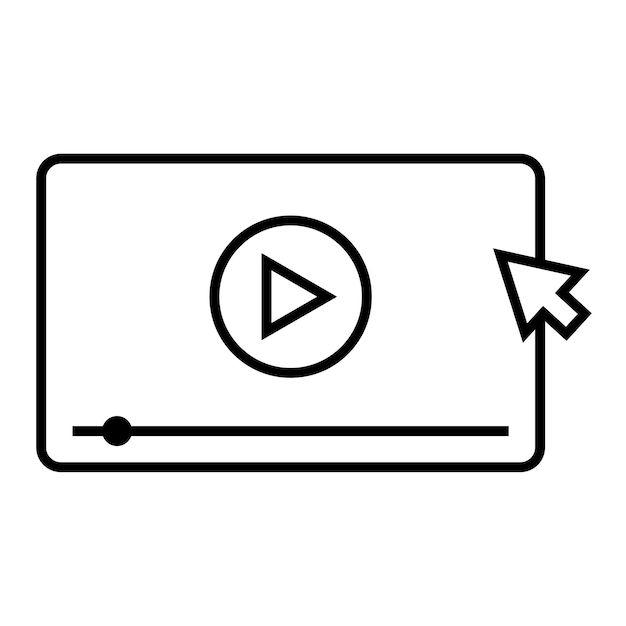 Video player interface Play button symbol Cursor pointer element Vector black outline