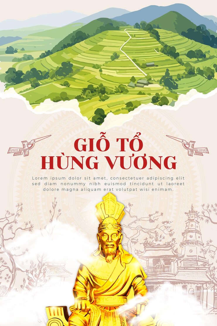 Vector vietnam hung kings day traditional poster template