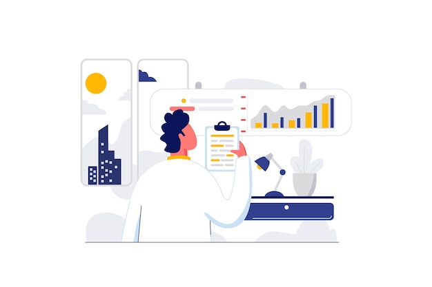 view business report flat vector