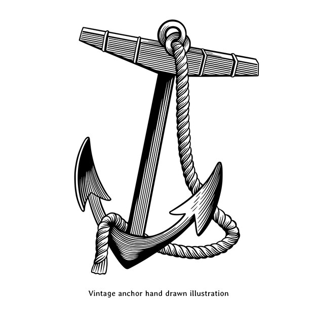 Vintage anchor hand drawn engraving illustration