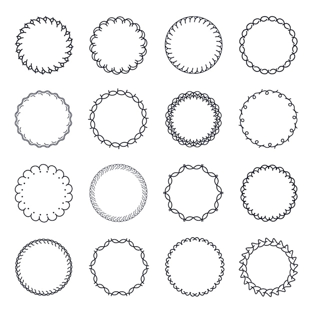 Vintage Circle Frame Vector Set