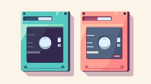 Vintage Floppy Disk Computer Diskettes Icon in Retro Style
