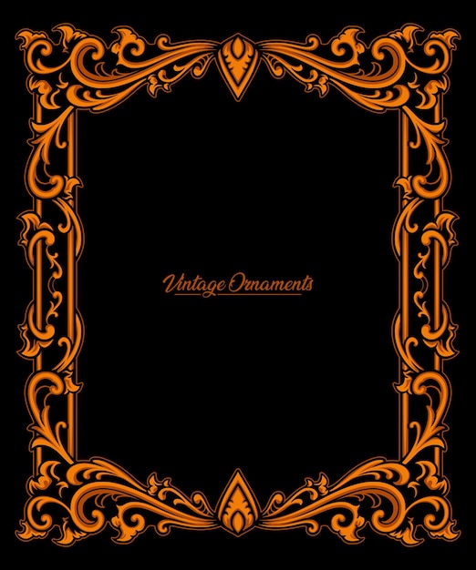 Vintage frame vector with full of victorian ornaments