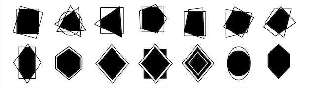 vintage frames set silhouette emblems