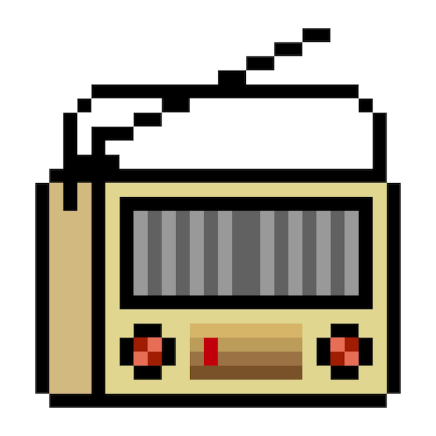 vintage radio in 8 bit pixel art style old retro style radio