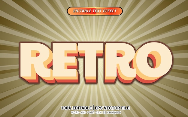 vintage retro style 3d vector text effect design
