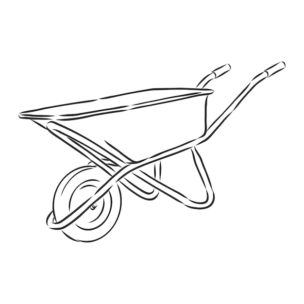 Vintage sketch gardening background Hand drawn design garden wheelbarrow vector