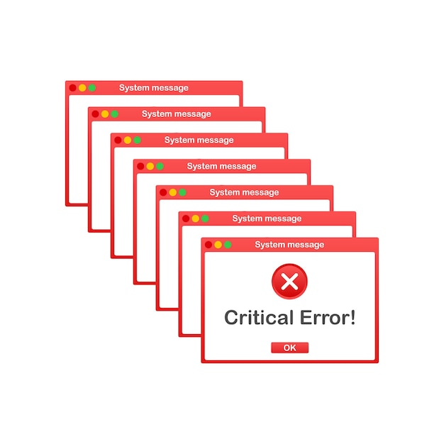 Vintage User Interface. Critical Error Warning Message. Vector stock illustration.