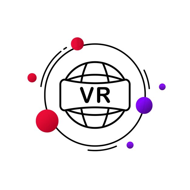 Virtual and augmented reality icons for web design mobile apps user interface design and printing 3D visualization technology One line style