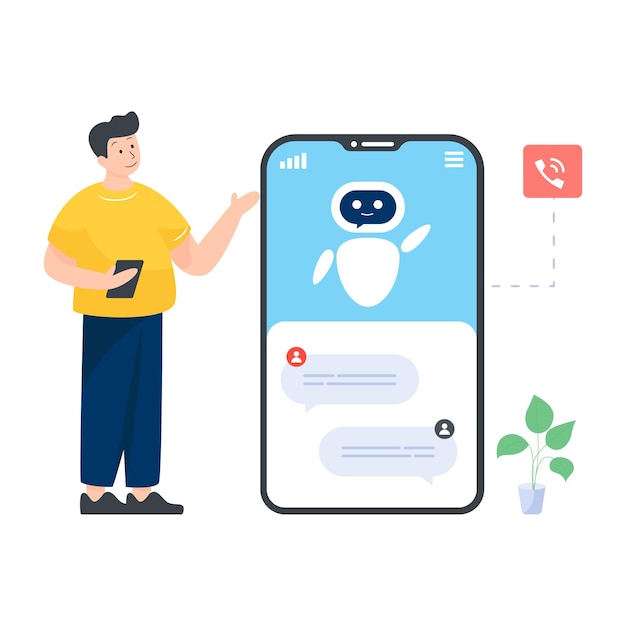 Virtual chatting robot flat illustration download