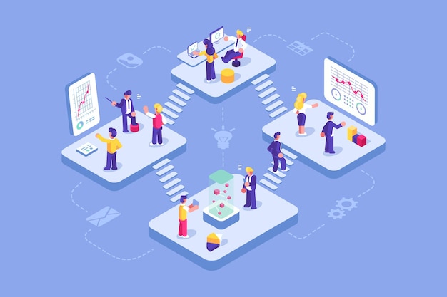 Virtual office with business people working together
