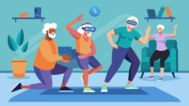 virtual reality exercise classes specifically designed for seniors with animated virtual coaches