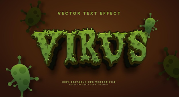 virus cartoon editable vector text effect for the theme of health or disease
