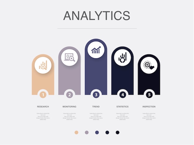Visualization business performance decision forecasting data access icons Infographic design template Creative concept with 5 steps