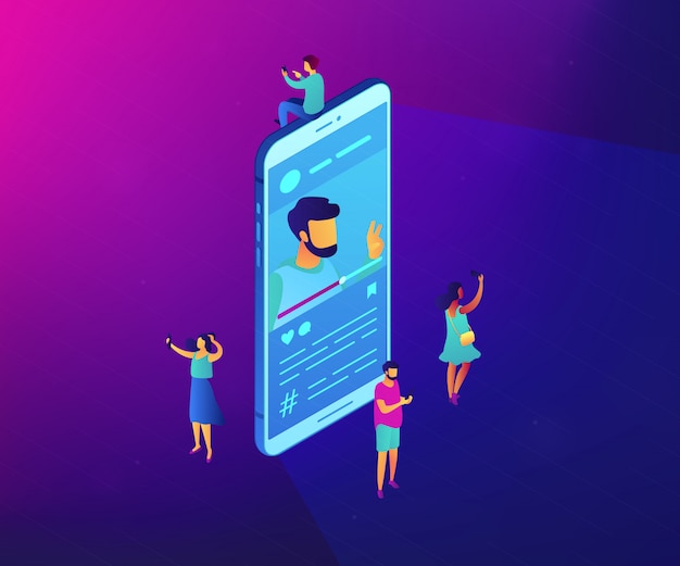 Vlog isometric 3D concept illustration.