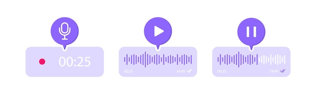 Voice messages icons Voice recognition with microphone