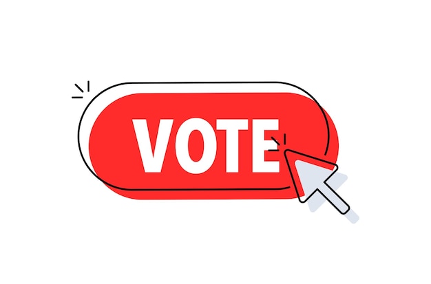 Vote button with cursor Pointer click Vector web button
