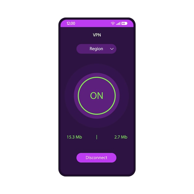vpn app smartphone interface vector template
