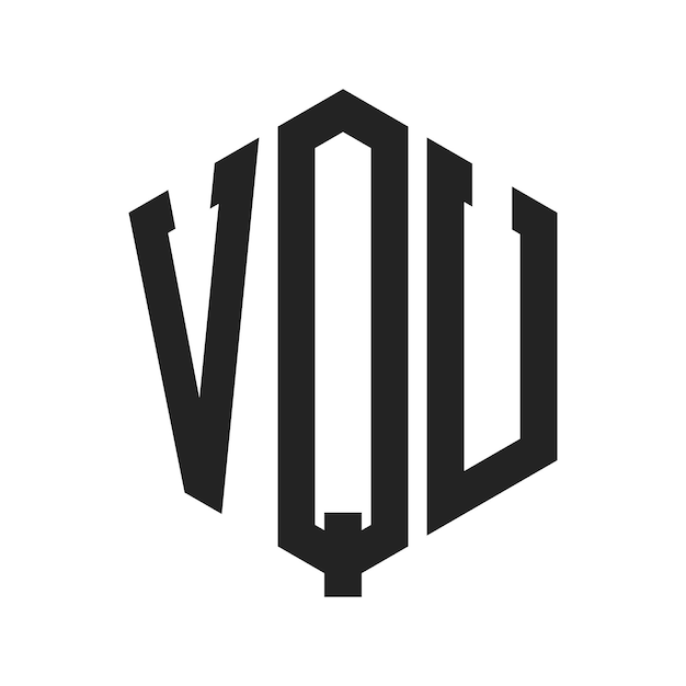 VQU Logo Design Initial Letter VQU Monogram Logo using Hexagon shape