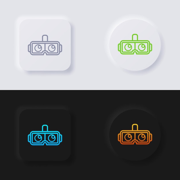 vr glasses icon set multicolor neumorphism button soft ui design for web design application ui and more button vector