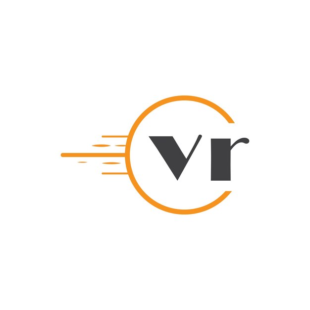 vr initial monogram logo with circle style design