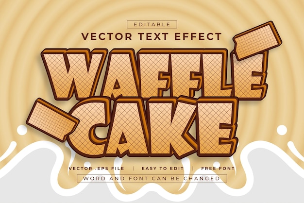 Waffle Cake 3D vector editable text effect