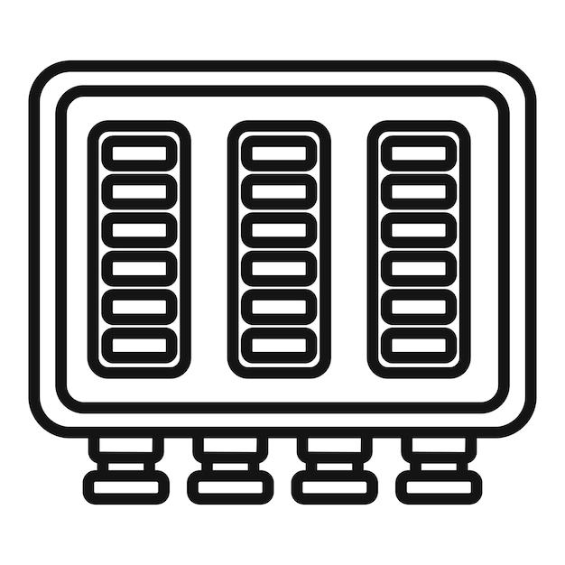 Wall breaker icon outline vector Safety current Plug mount
