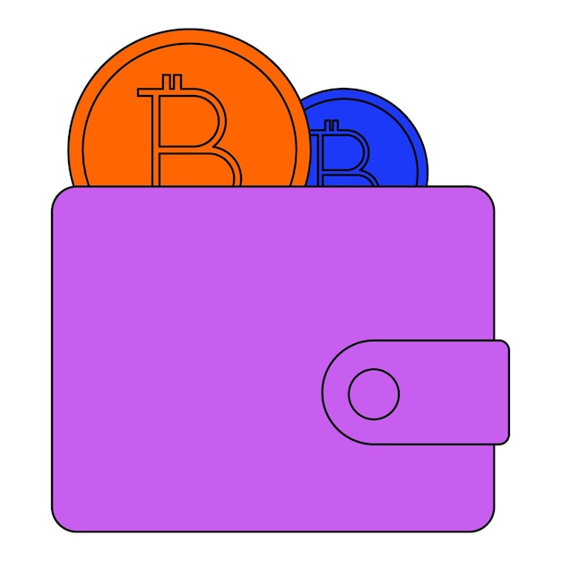 Wallet with cryptocurrency line vector symbol