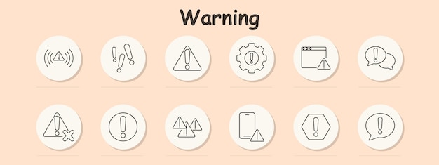 Warning set icon Exclamation marks warning triangle gear with alert browser warning mobile alert speech bubbles caution danger error system alert configuration warning notification